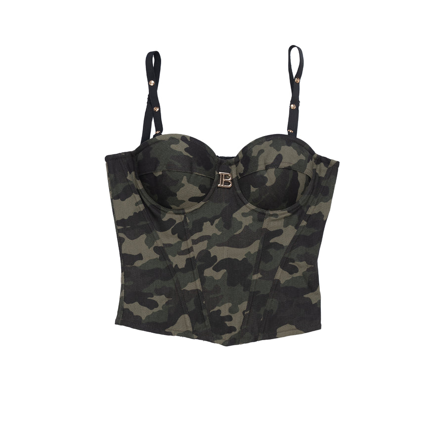 BALMAIN CROP TOP - M / زيتي