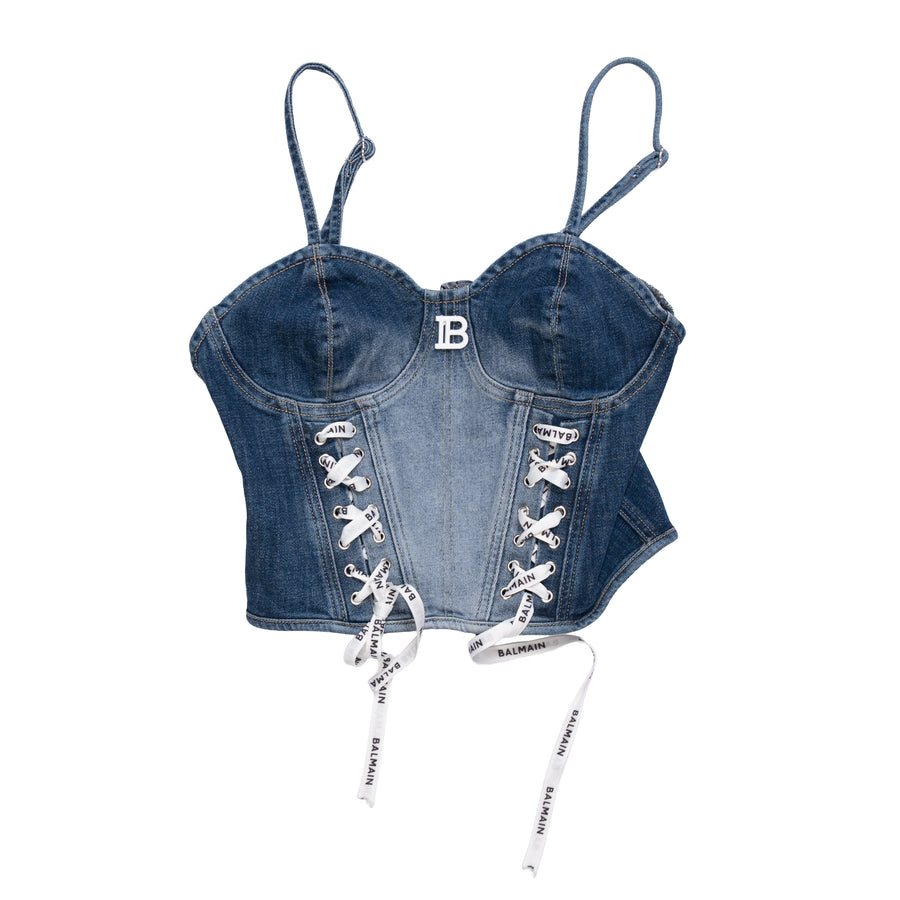 BALMAIN CROP TOP - M / BLUE