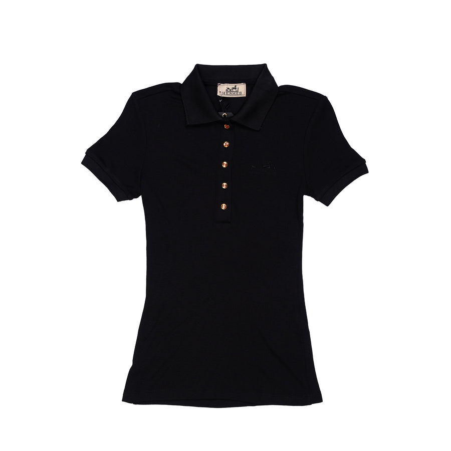 HERMES T-SHIRT POLO - M / BLACK